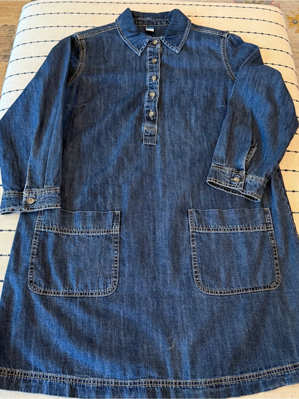 Old Navy Dark Blue Denim Shift Dress with Patch Pockets